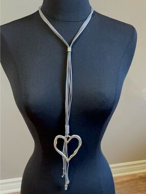 Adjustable Suede Multi-Strand Heart Pendant Necklace